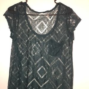 Dark Green Lace Blouse
